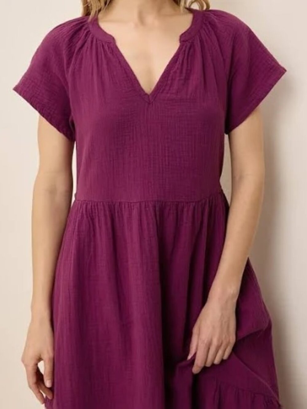 PACT Double Gauze Breezy Dress in Sangria M